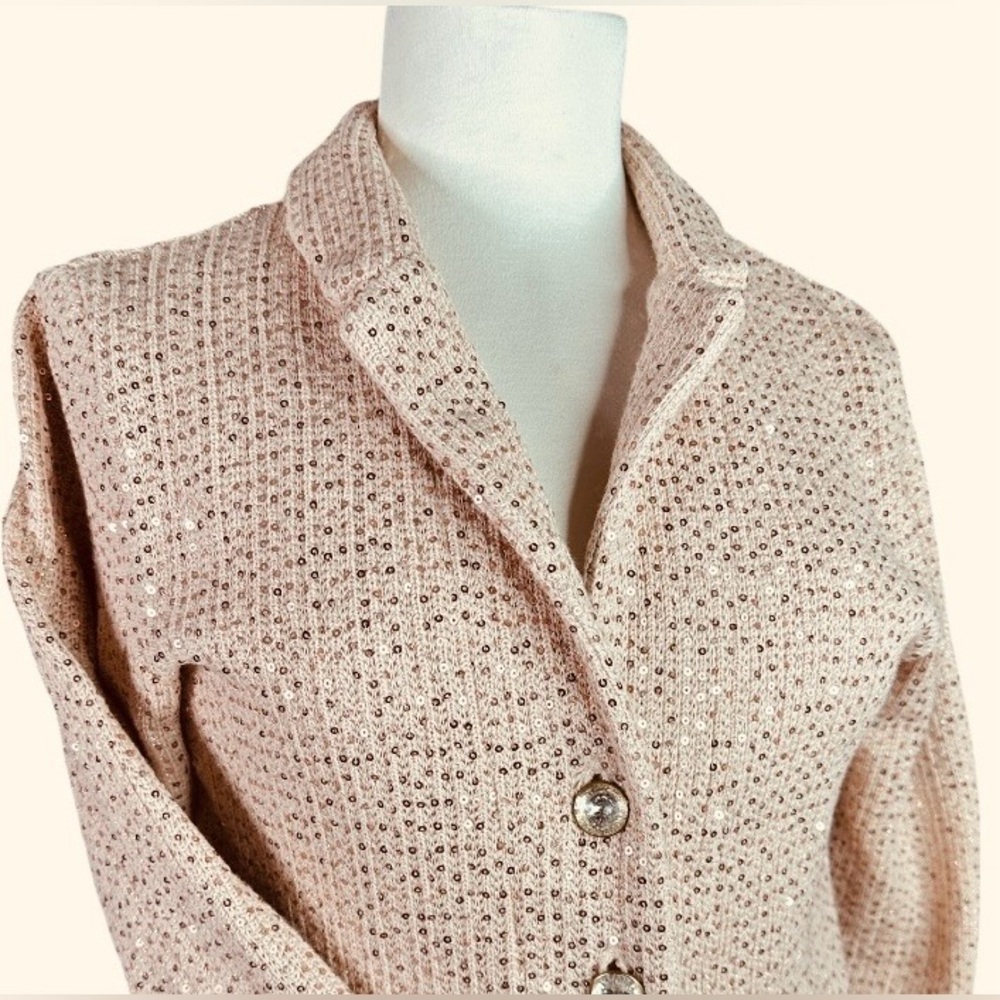 Eci New York Sequins Fancy Sparkly Buttons Blazer L